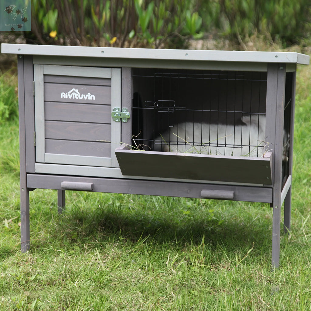 Aivituvin Wooden Rabbit Hutch Indoor Bunny Cage Outdoor Small Animal House for Guinea Pig Aivituvin Inc