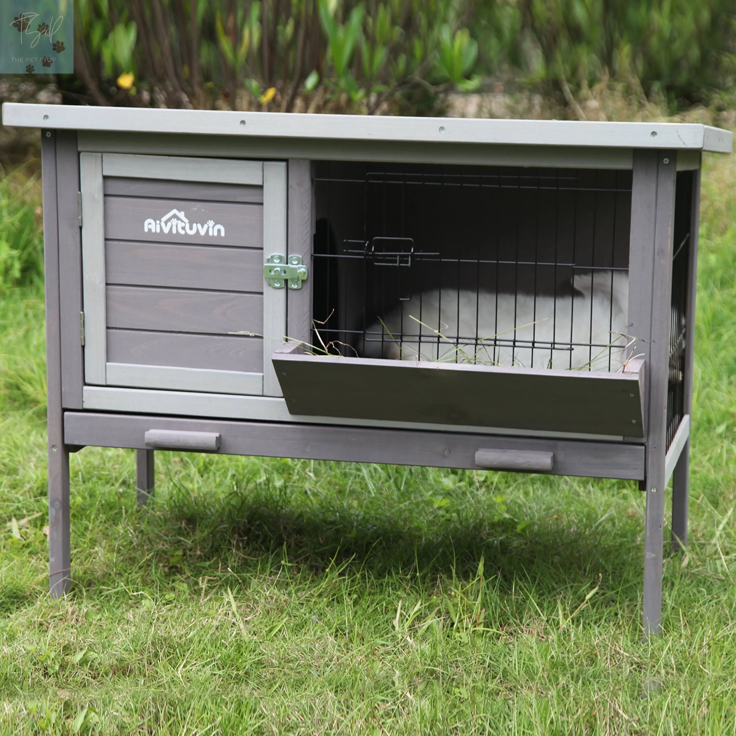 Aivituvin Wooden Rabbit Hutch Indoor Bunny Cage Outdoor Small Animal House for Guinea Pig Aivituvin Inc