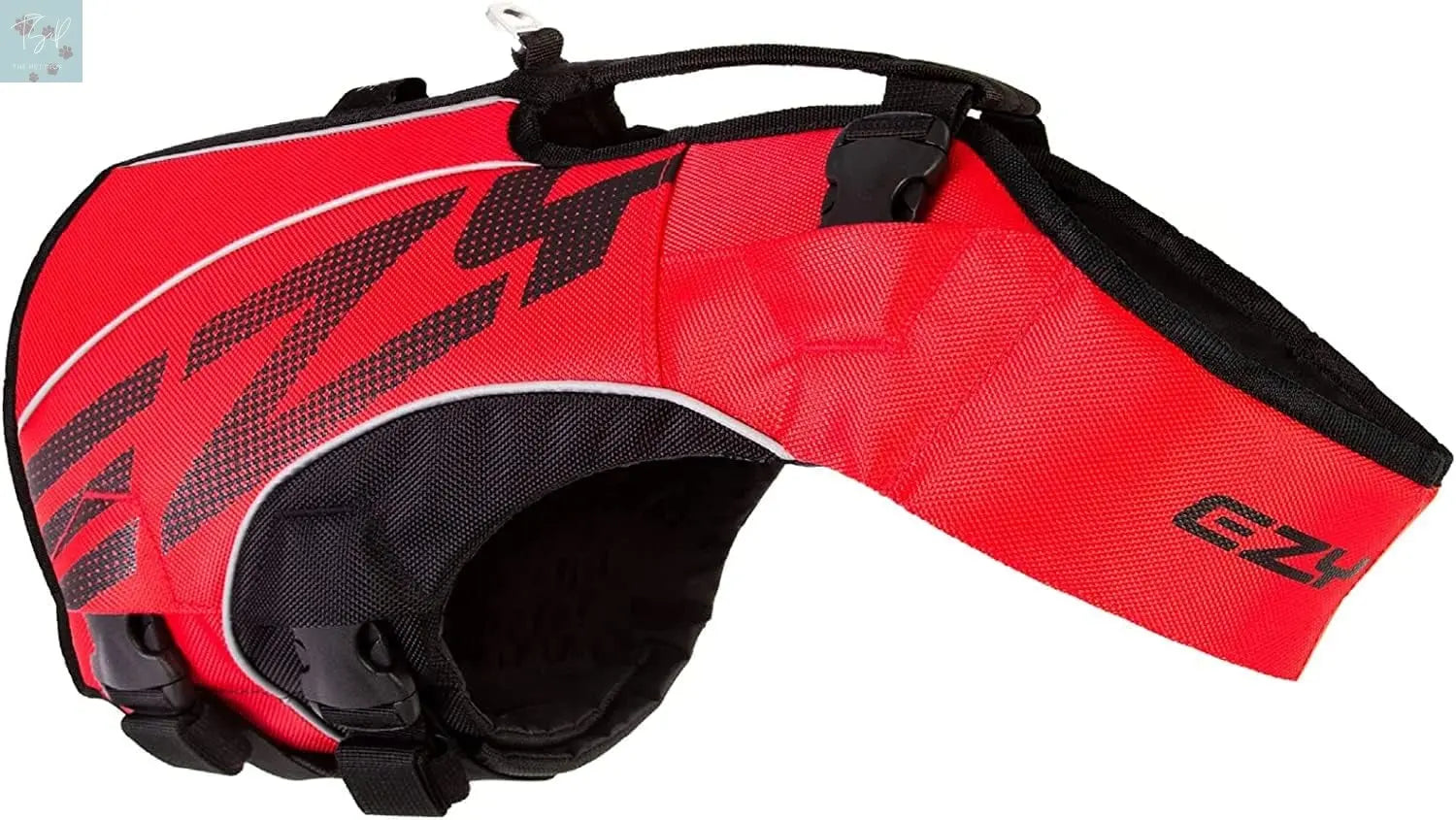 Ezydog DFD X2 Adjustable Dog Life Jacket - Enhanced Swimming Safety Vest with Continuous Neck Flotation, Reflective Trim, and Grab Handle (Medium, Red) EzyDog