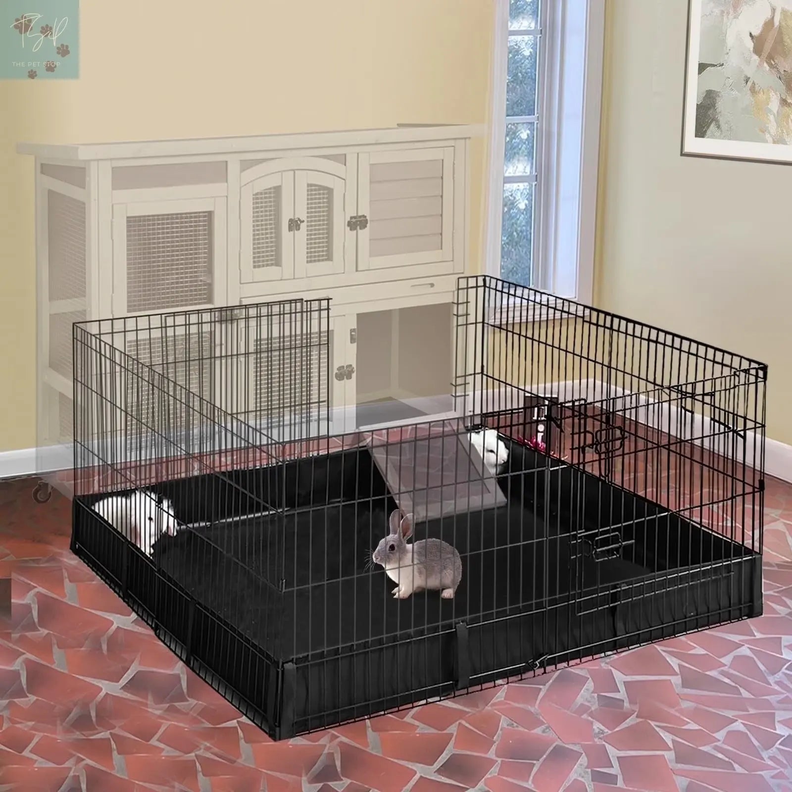 Aivituvin Wooden Bunny Hutch Indoor & Outdoor Rabbit Hutch Guinea Pig Cage for Small Animals with Trays (Grey) Aivituvin