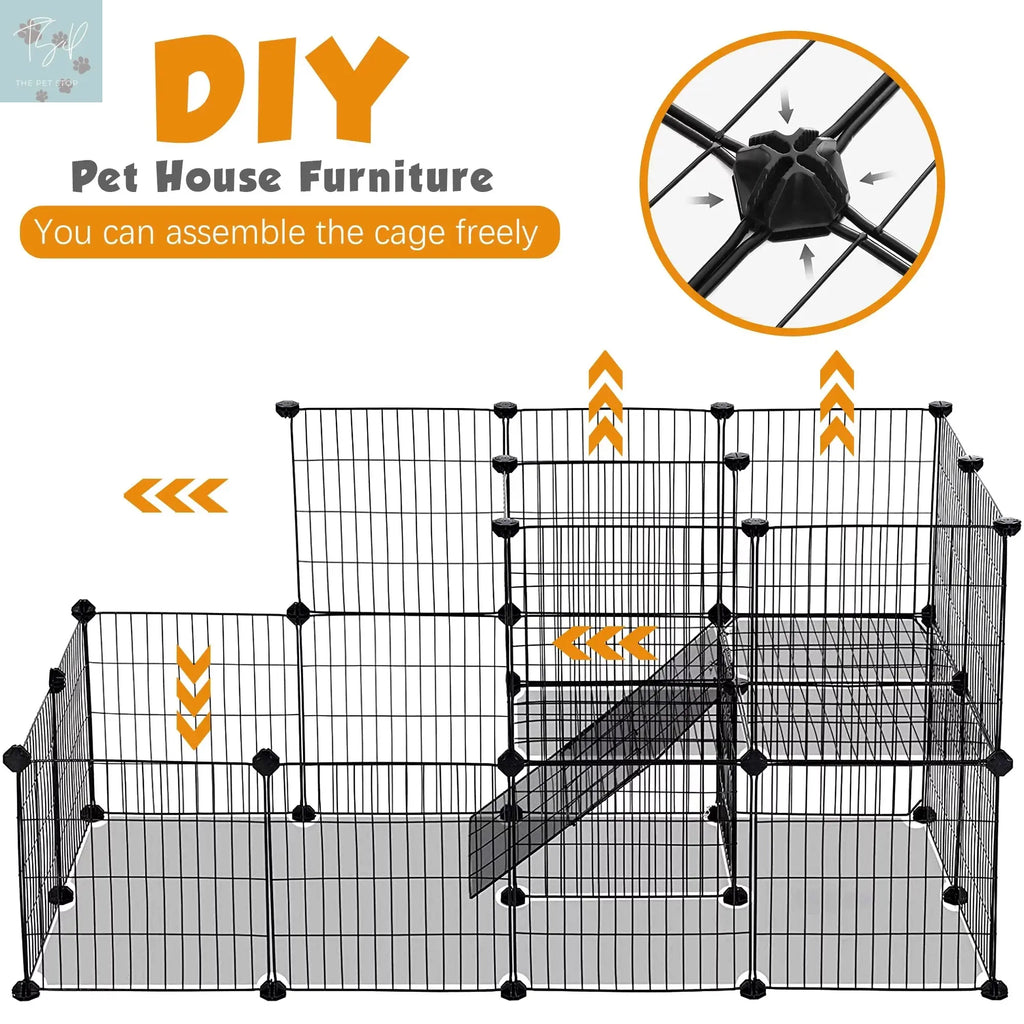Coziwow 72" Large Cat Cage Playpen, DIY Metal Wire Kennels, Pet Cage for Rabbit Small Animal Indoor, Black Coziwow