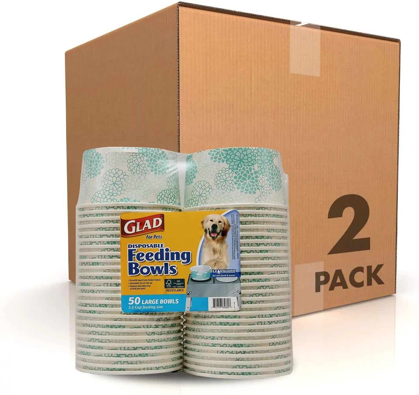 Glad for Pets Disposable Feeding Bowls for Small Dogs - Stylish Gray Pattern, 1.75 Cup Capacity, Perfect for Food and Water (Single Pack) Fetch for Pets