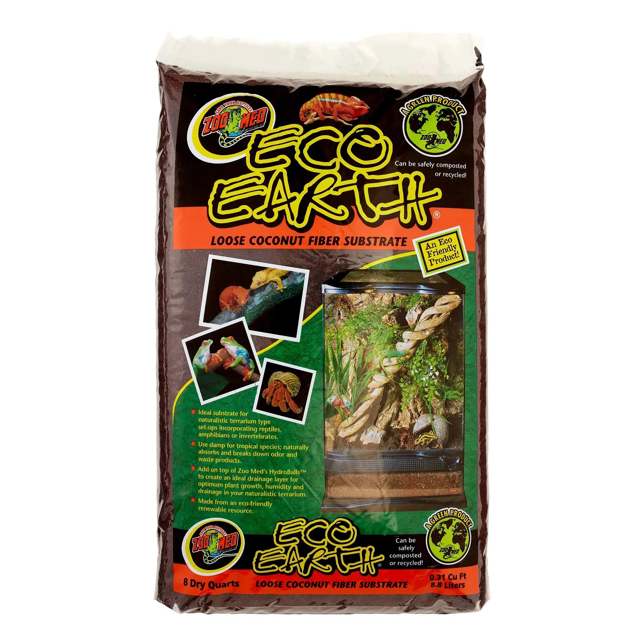 Eco Earth Loose Coconut Fiber Reptile Substrate Zoo Med 8 Quarts ZOO Med LABORATORIES INC