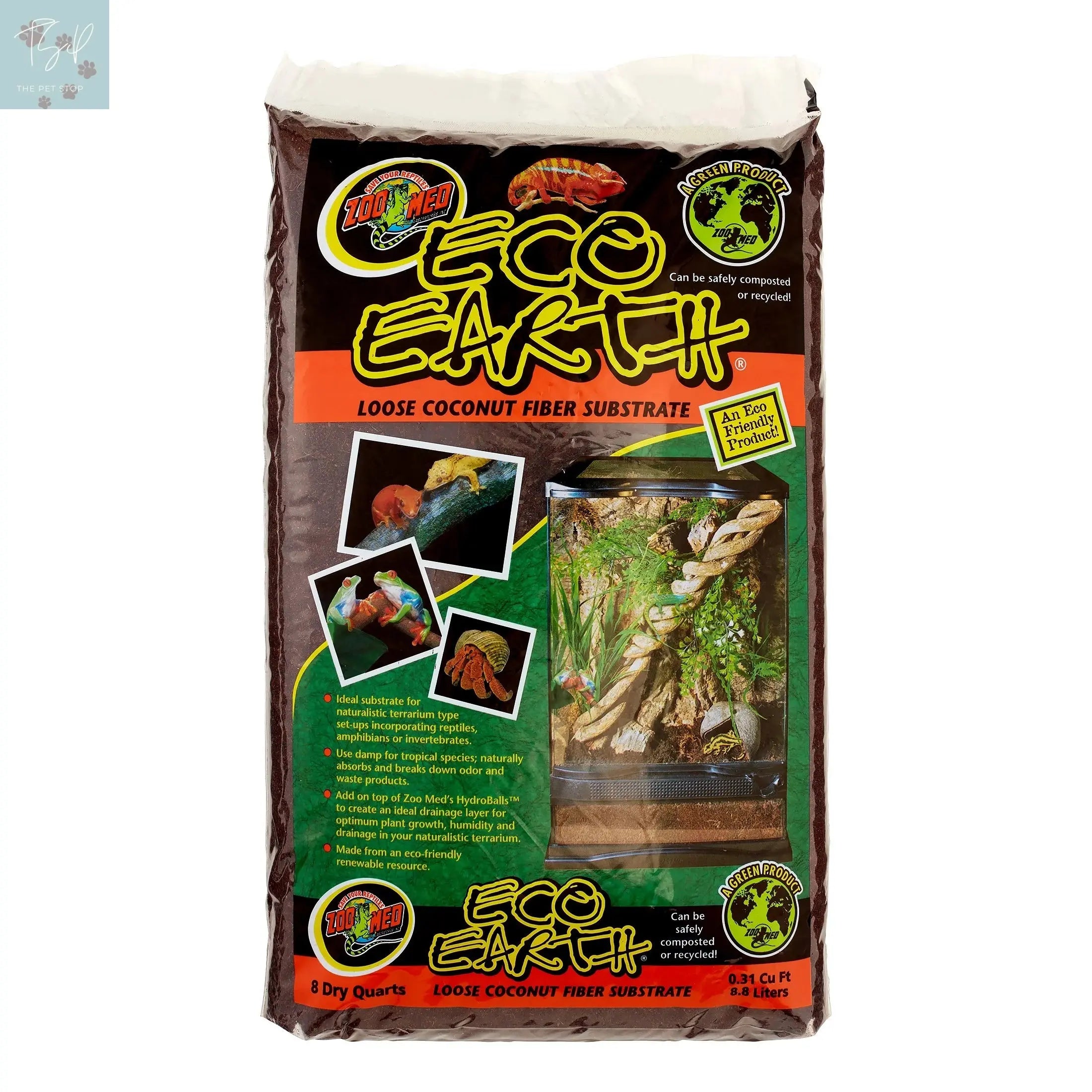 Eco Earth Loose Coconut Fiber Reptile Substrate Zoo Med 8 Quarts ZOO Med LABORATORIES INC