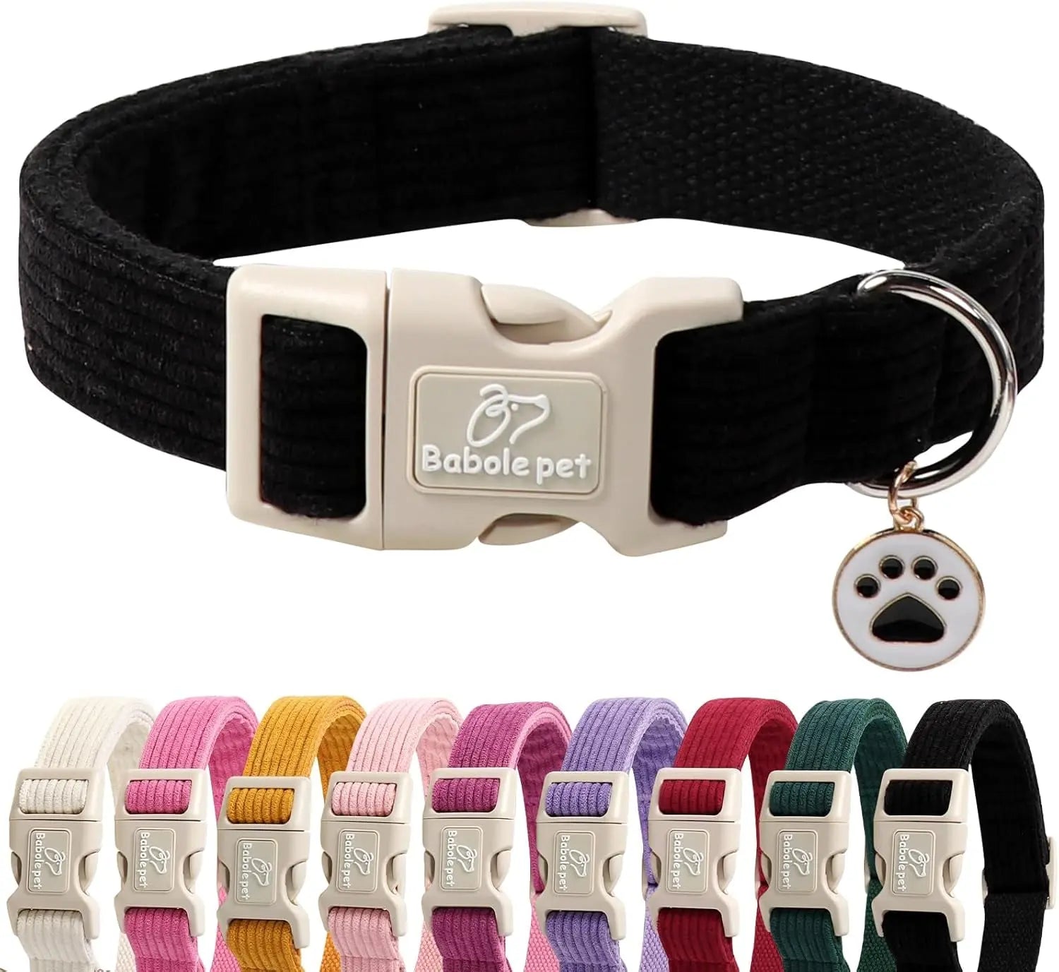 Adjustable Lavender Nylon Dog Collar with Safety Metal Buckle for Small to Large Dogs Babole Pet