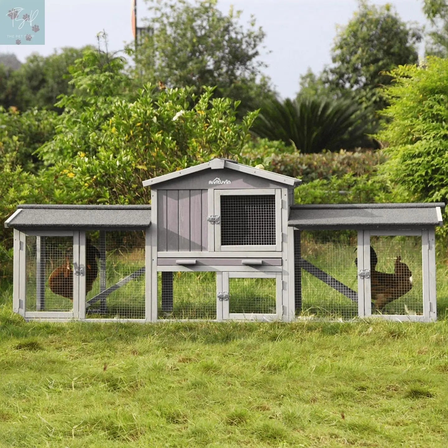 Aivituvin Wooden Outdoor Chicken Coop with Dual Run and Removable PVC Layer Aivituvin Inc