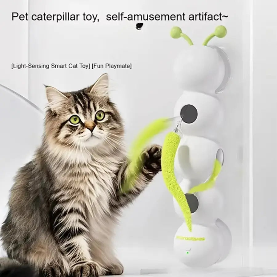 Interactive Electric Caterpillar Toy for Cats with Suction Cup - Self-Entertainment and Boredom Relief Device NONE