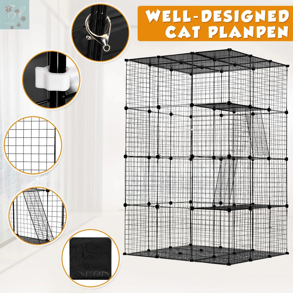 Coziwow 72" Large Cat Cage Playpen, DIY Metal Wire Kennels, Pet Cage for Rabbit Small Animal Indoor, Black Coziwow