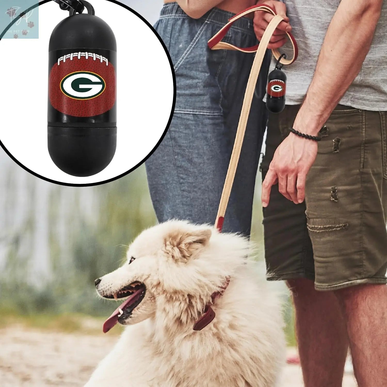 NFL Green Bay Packers Licensed Pet Waste Bag Dispenser with D-Ring for Leash and 600 Premium Garbage Bags Pets First