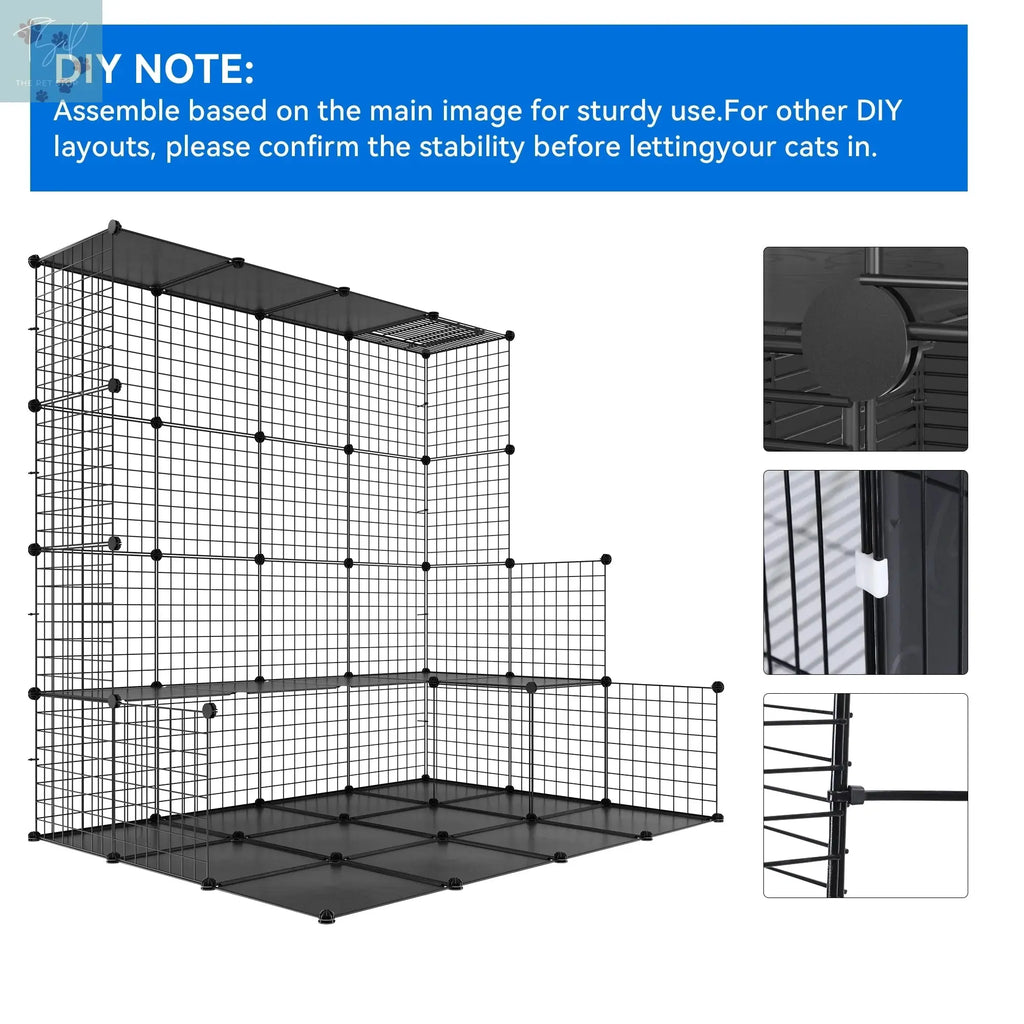 Dextrus 2-Tier Indoor Pet Cage and DIY Playpen for Cats, Ferrets, Chinchillas, Rabbits, and Small Animals - Ideal for Travel and Camping Dextrus