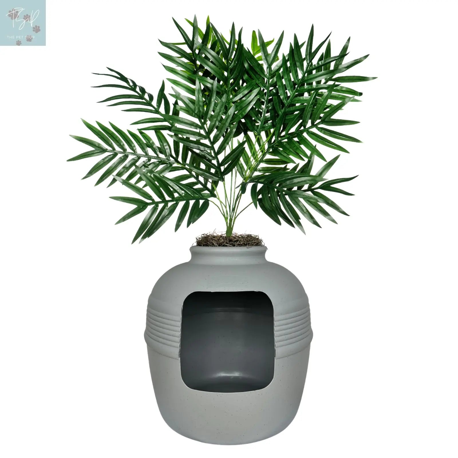 Discreet Litter Box Planter with Hooded Design and Artificial Plant for Pets Does not apply