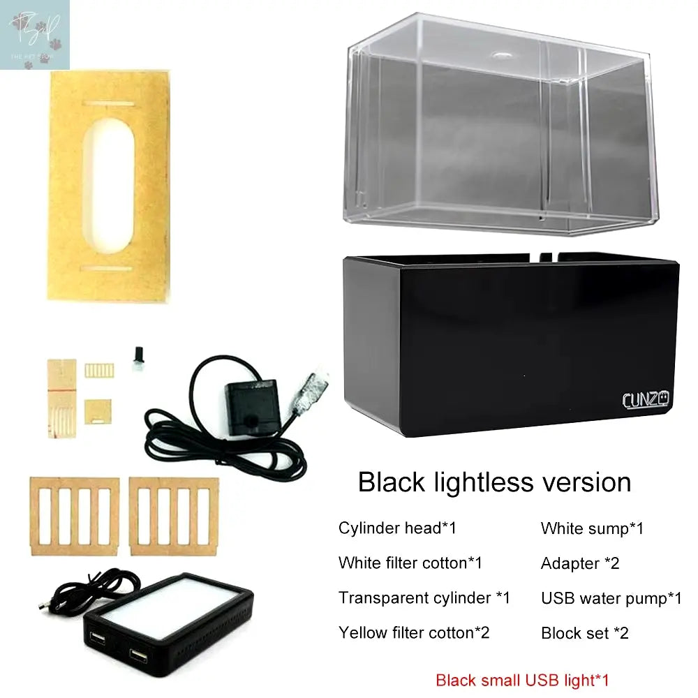 1.5L Mini Betta Fish Tank - Desktop Aquarium with Water Filter, USB Air Pump, and LED Lighting NONE