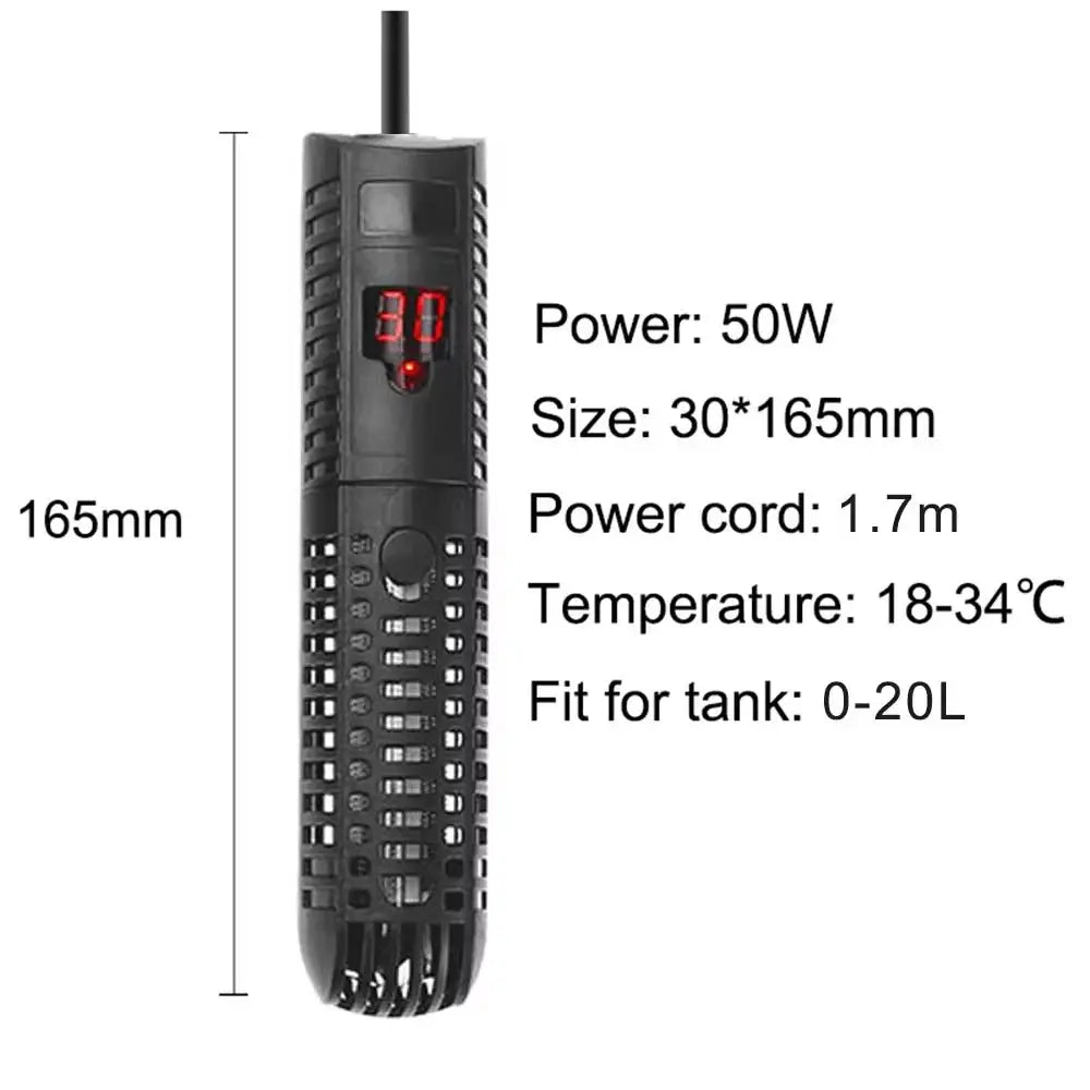 Revolutionary Aquarium Submersible Heater with LCD Display - Effortlessly Adjust Water Temperatures from 50W to 500W for Your Aquatic Paradise Does not apply