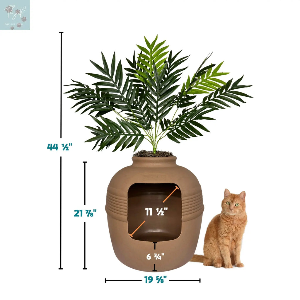 Discreet Litter Box Planter with Hooded Design and Artificial Plant for Pets Does not apply