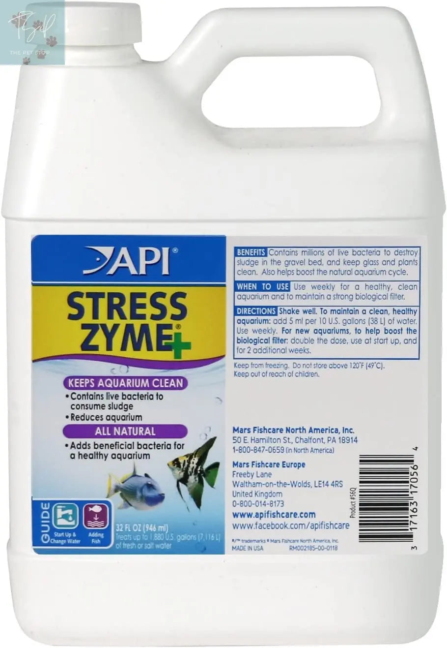 API Stress Zyme Aquarium Cleaning Solution for Freshwater and Saltwater - 16 Ounce Bottle Mars Fishcare