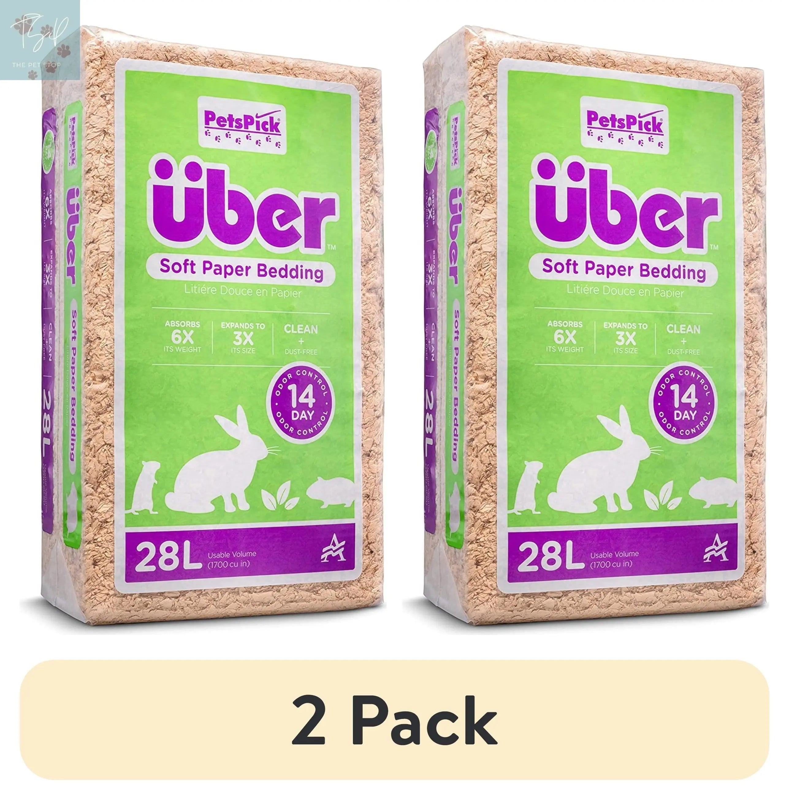 (4 Pack) Pets Pick 28L Natural Uber Pet Bedding for Small Animals American Wood Fibers