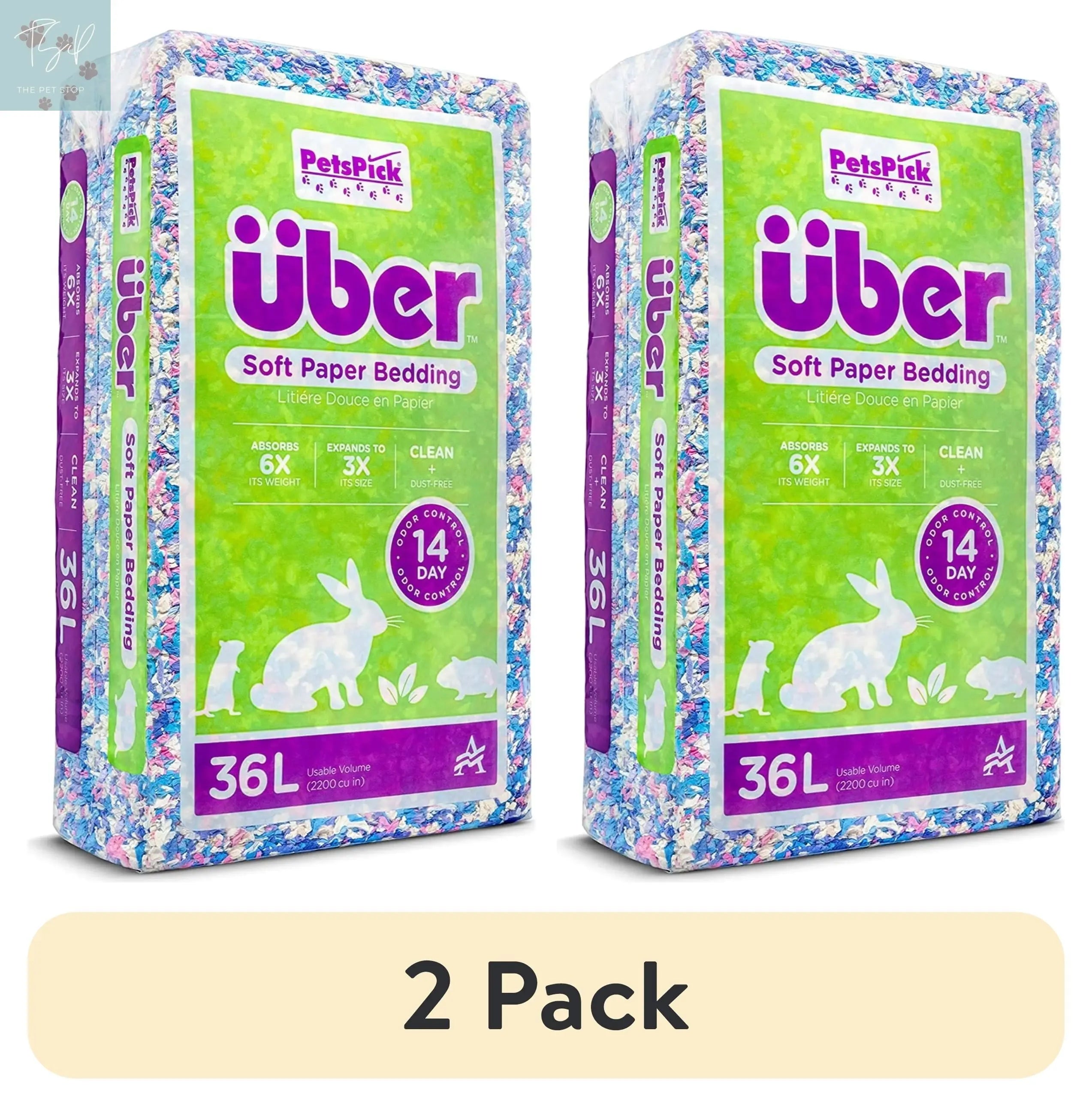 (4 Pack) Pets Pick 36L White Uber Pet Bedding, Hamster, Rabbit, Rat American Wood Fibers