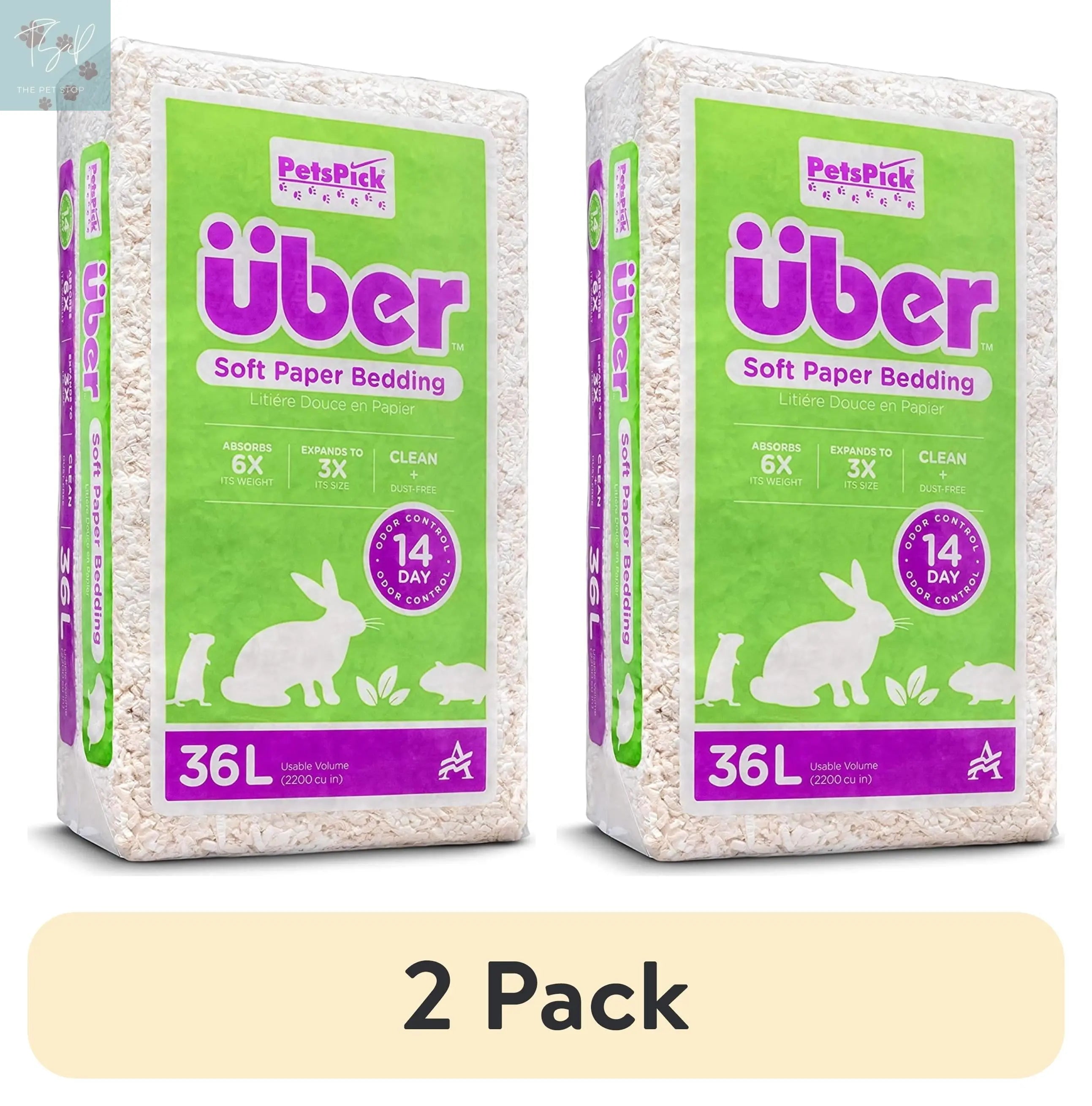(4 Pack) Pets Pick 36L White Uber Pet Bedding, Hamster, Rabbit, Rat American Wood Fibers