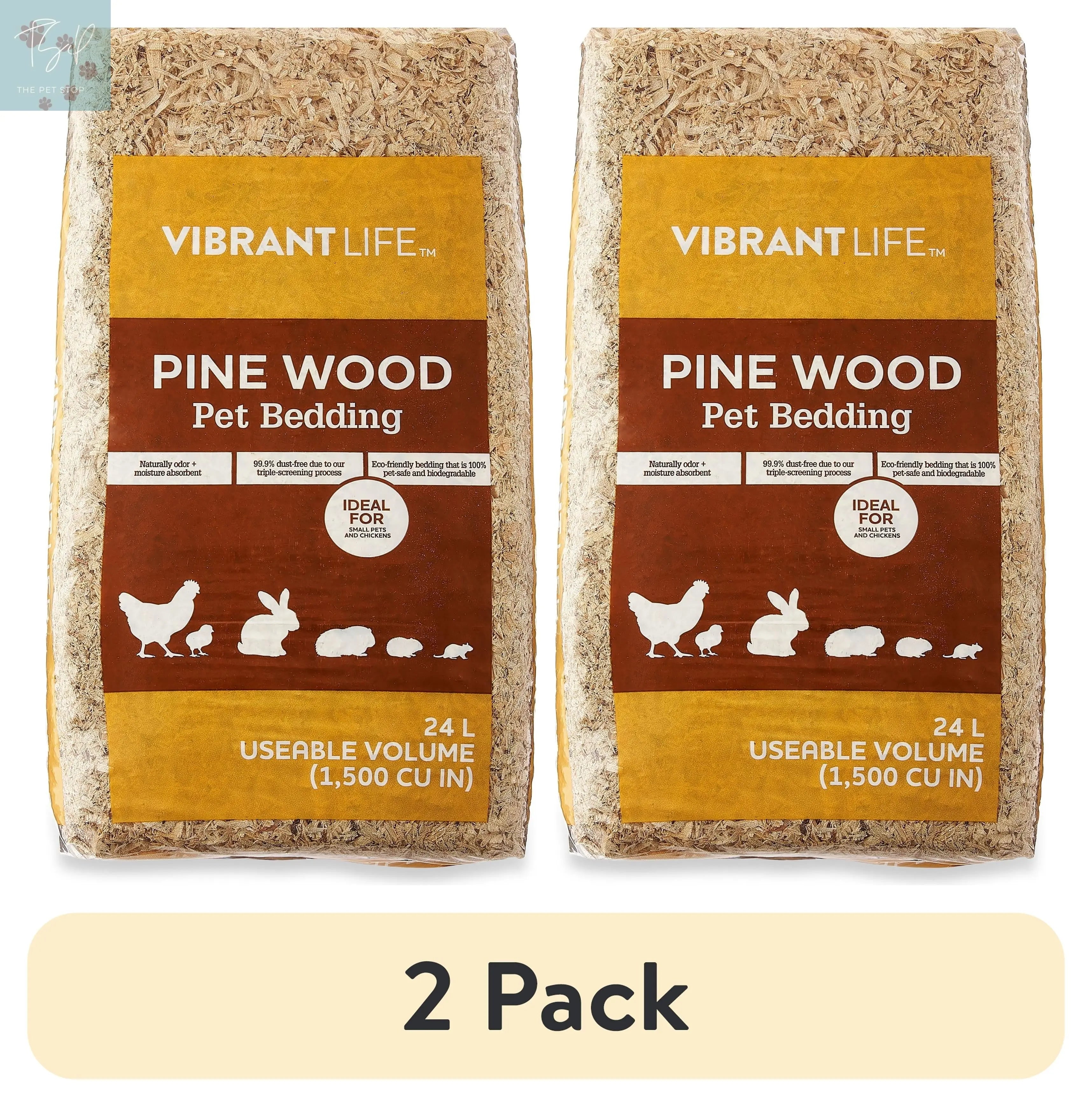 (3 Pack) Vibrant Life Pine Wood Pet Bedding for Small Pets & Chickens, 24 L Bag American Wood Fibers