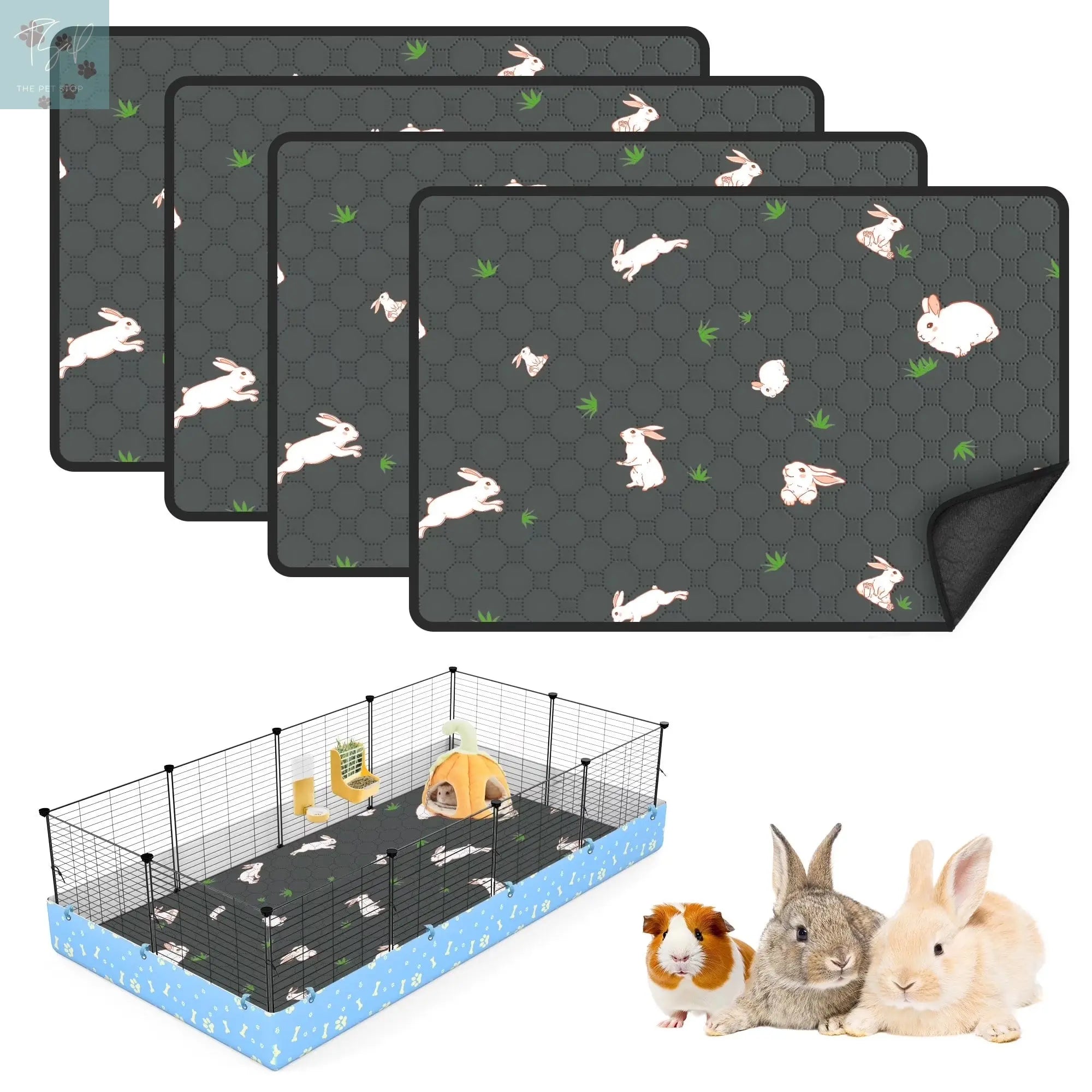 2 Pack Washable Guinea Pig Cage Liners for Midwest and C&C Cages, 24”X 36” Reusable Leakproof and Anti-Slip Guinea Pig Pee Pads, Fleece Liners for Hamster Rabbit Dream Wireless Inc