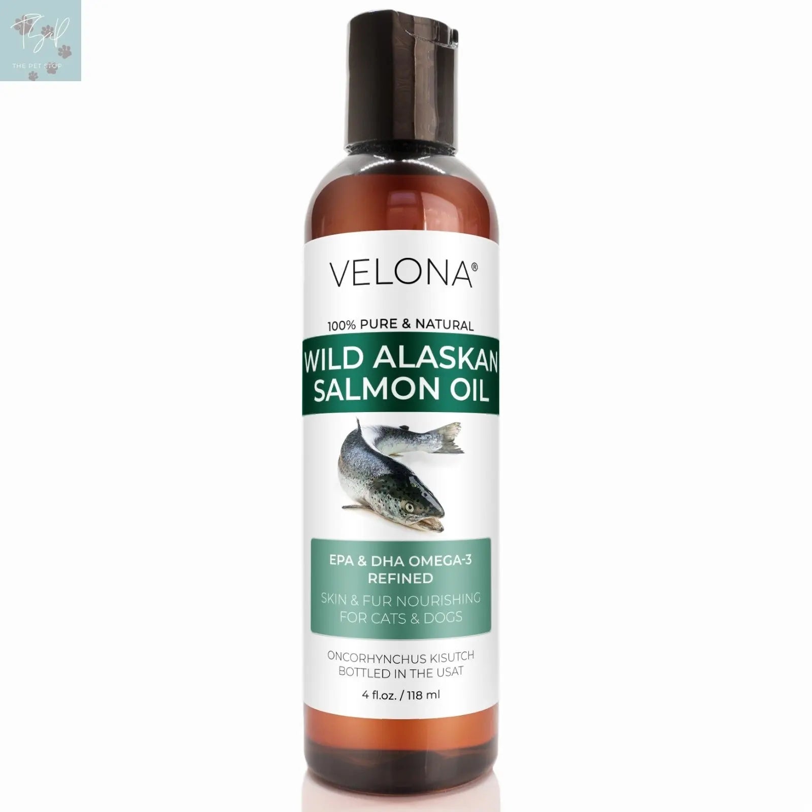 Velona Wild Alaskan Salmon Oil for Dogs and Cats - 2 Fl Oz and 1 Gallon Options, Rich in Omega-3 and EPA for Healthy Coat Does not apply