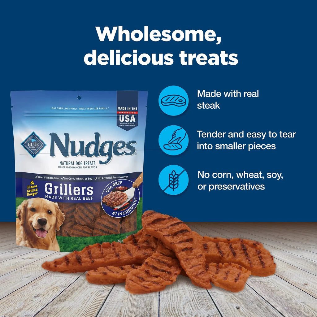 Blue Buffalo Nudges Grillers Natural Dog Treats with Real Beef - 16 oz of Pure Joy for Your Pup! Blue Buffalo