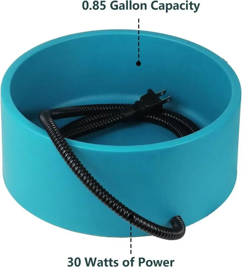EVEREASY Large Heated Water Bowl for Poultry and Livestock - 108 oz Waterproof Heater for Chickens, Rabbits, and Birds - Winter-Ready 0.85 Gallon Capacity with 30 Watts Power The Pet Stop