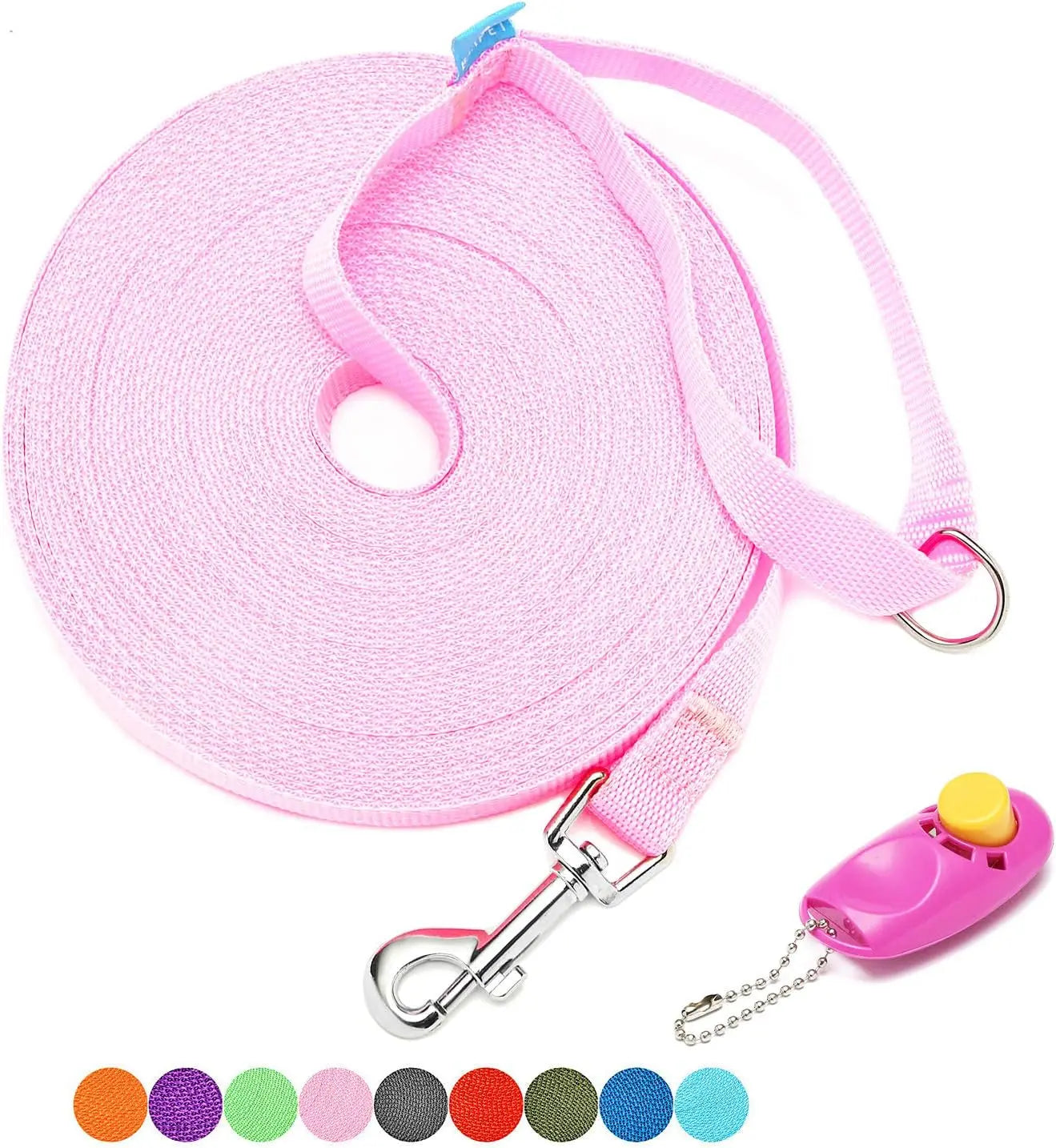 BAAPET 30-Foot Dog Training Leash with Clickers for Small, Medium, and Large Dogs or Cats - Purple Heima