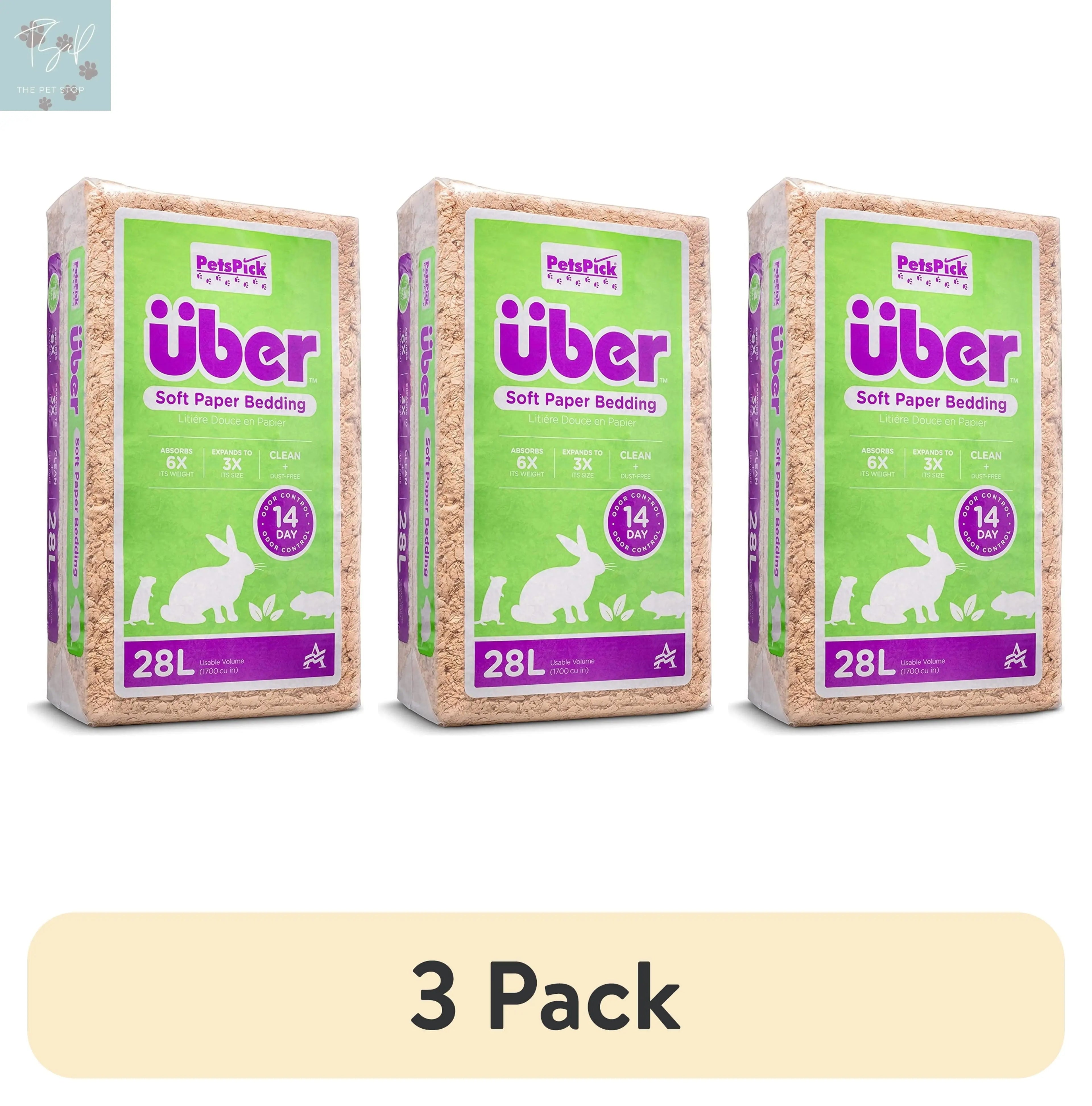 (4 Pack) Pets Pick 28L Natural Uber Pet Bedding for Small Animals American Wood Fibers