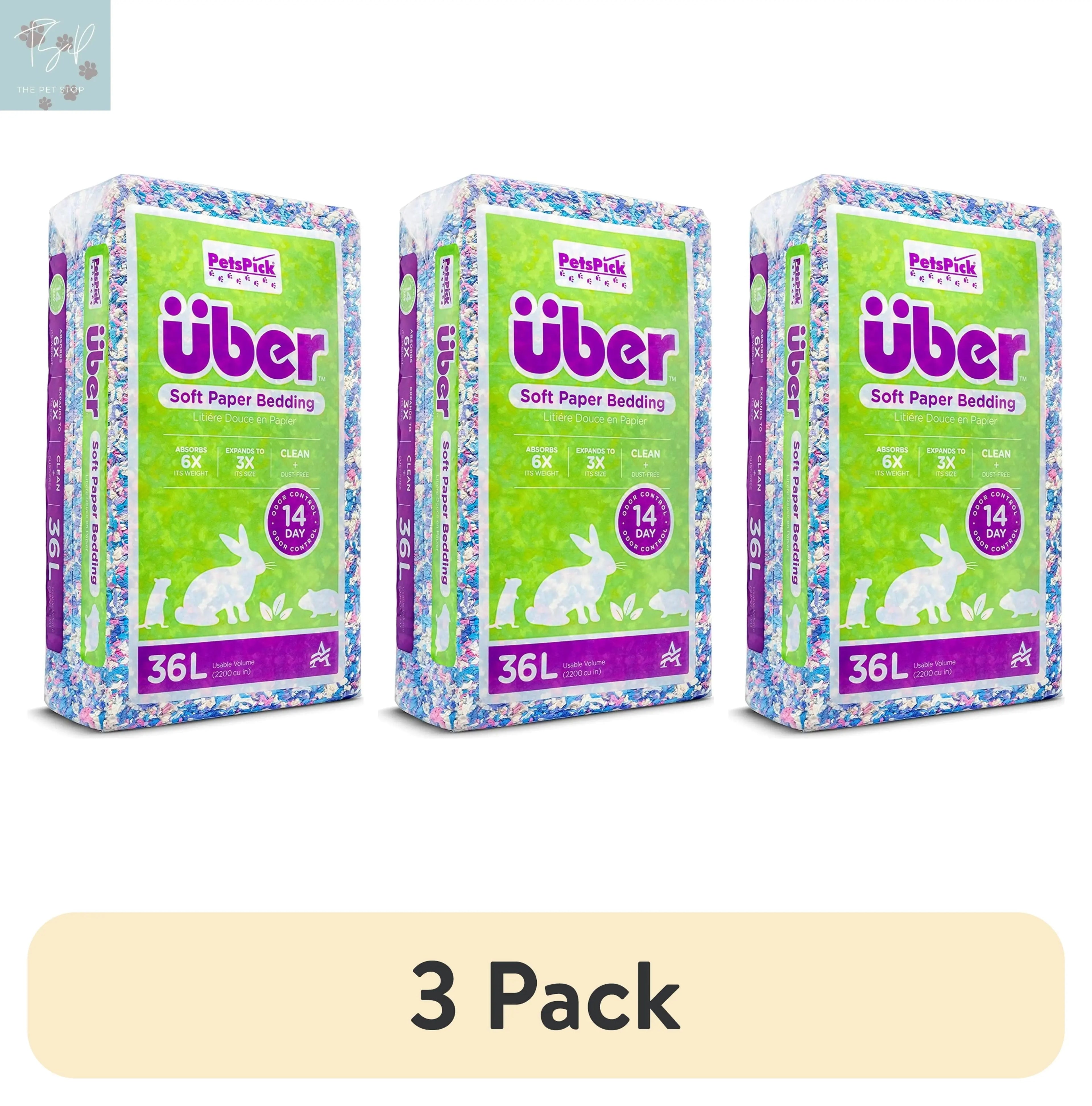 (4 Pack) Pets Pick 36L White Uber Pet Bedding, Hamster, Rabbit, Rat American Wood Fibers