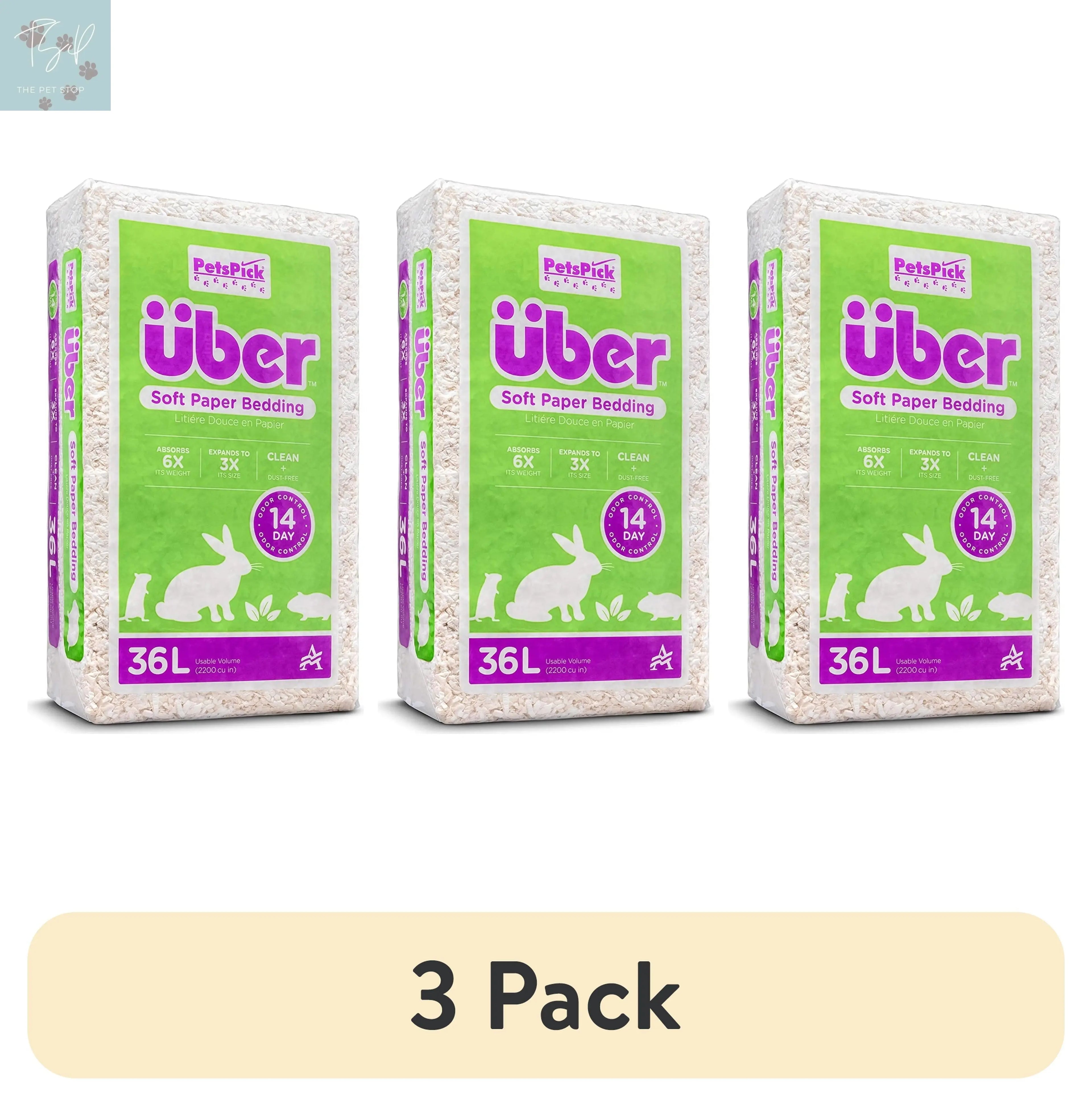 (4 Pack) Pets Pick 36L White Uber Pet Bedding, Hamster, Rabbit, Rat American Wood Fibers