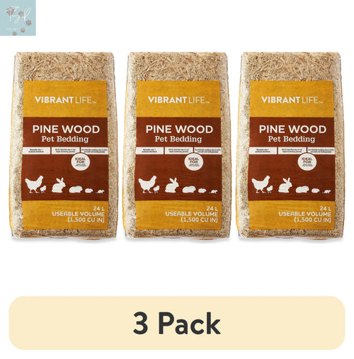 (3 Pack) Vibrant Life Pine Wood Pet Bedding for Small Pets & Chickens, 24 L Bag American Wood Fibers