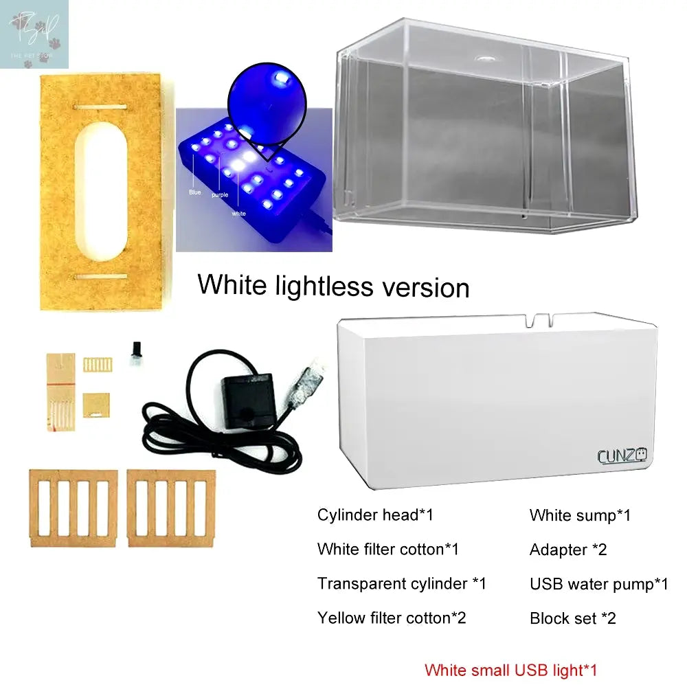 1.5L Mini Betta Fish Tank Aquarium with Water Filter, USB Air Pump, and LED Light for Desktop Decoration NONE