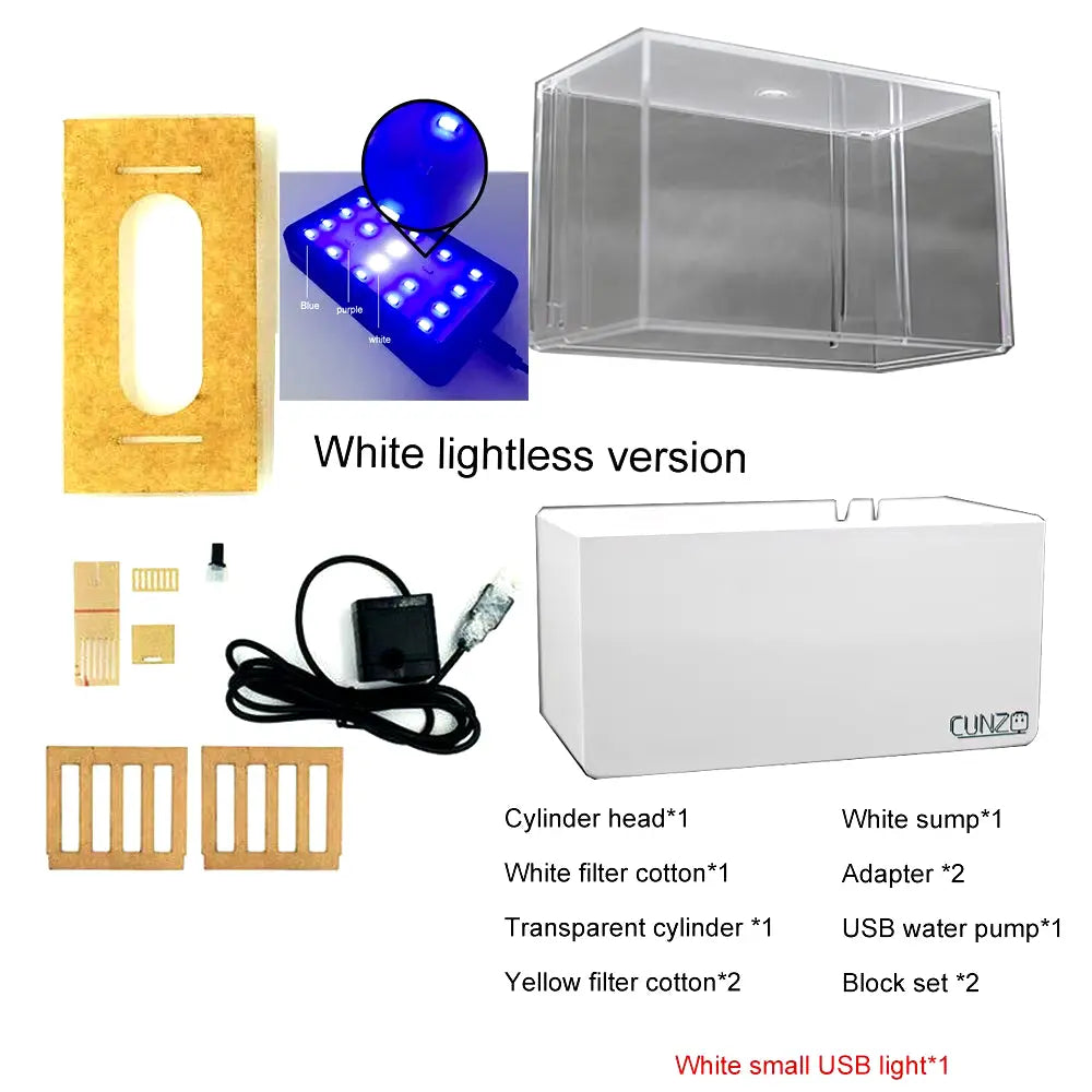 1.5L Mini Betta Fish Tank - Desktop Aquarium with Water Filter, USB Air Pump, and LED Lighting NONE