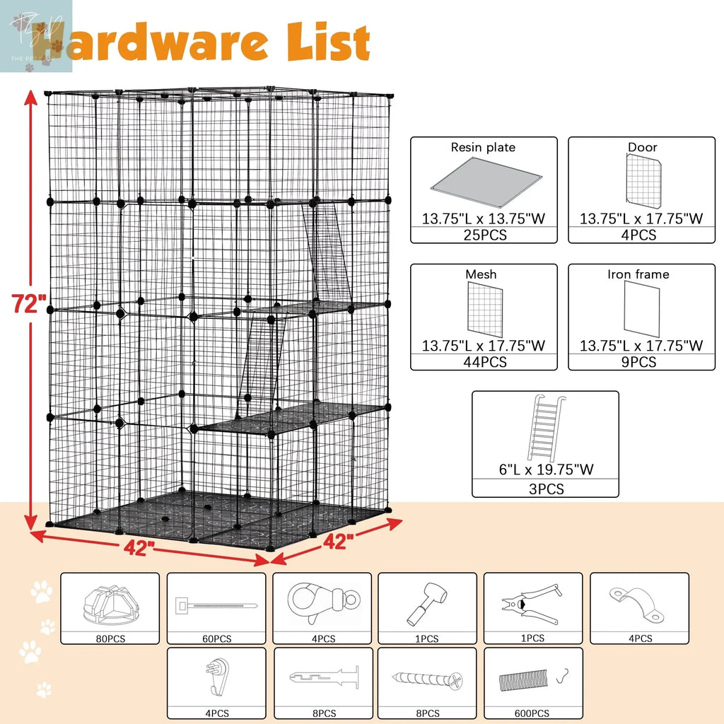 Coziwow 72" Large Cat Cage Playpen, DIY Metal Wire Kennels, Pet Cage for Rabbit Small Animal Indoor, Black Coziwow
