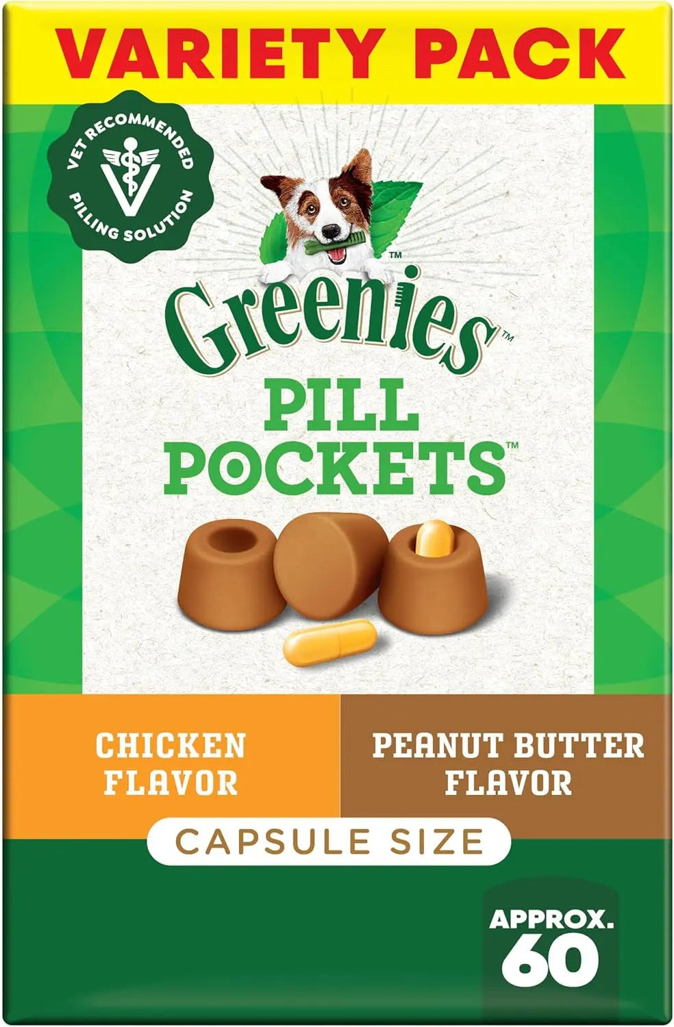 Delicious Greenies Pill Pockets for Dogs - Large Soft Treats with Real Peanut Butter (60 Treats, 15.8 oz) Mars Petcare US