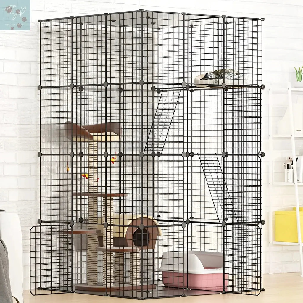 Coziwow 72" Large Cat Cage Playpen, DIY Metal Wire Kennels, Pet Cage for Rabbit Small Animal Indoor, Black Coziwow
