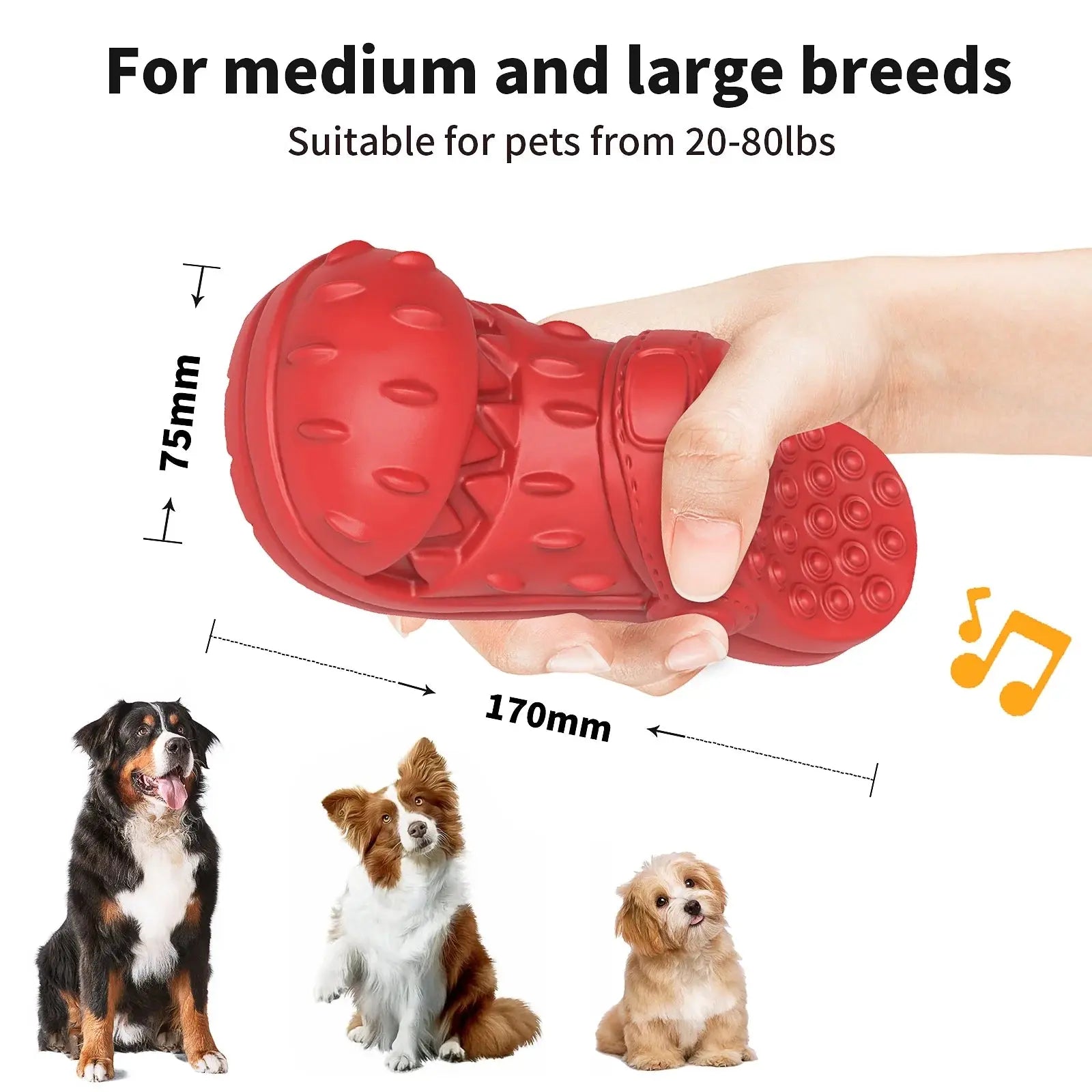 MASBRILL Large Dog Chew Toy - Durable Squeaky Toy for Aggressive Chewers, Crafted from 100% Safe Natural Soft Rubber with Beef Flavor MASBRILL
