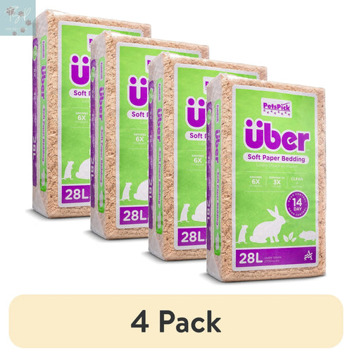 (4 Pack) Pets Pick 28L Natural Uber Pet Bedding for Small Animals American Wood Fibers