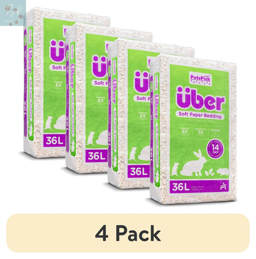 (4 Pack) Pets Pick 36L White Uber Pet Bedding, Hamster, Rabbit, Rat American Wood Fibers