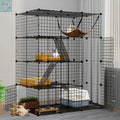 Dextrus 4-Tier Large Cat Cage with Hammock - Metal Wire Kennel and DIY Playpen for 1-3 Cats Dextrus