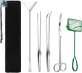 Lukovee 4-in-1 Stainless Steel Aquarium Tool Set: Multi-Functional Tweezers, Scissors, and Spatula for Aquascaping, Plant Care, and Maintenance (Includes Fish Net) Lukovee