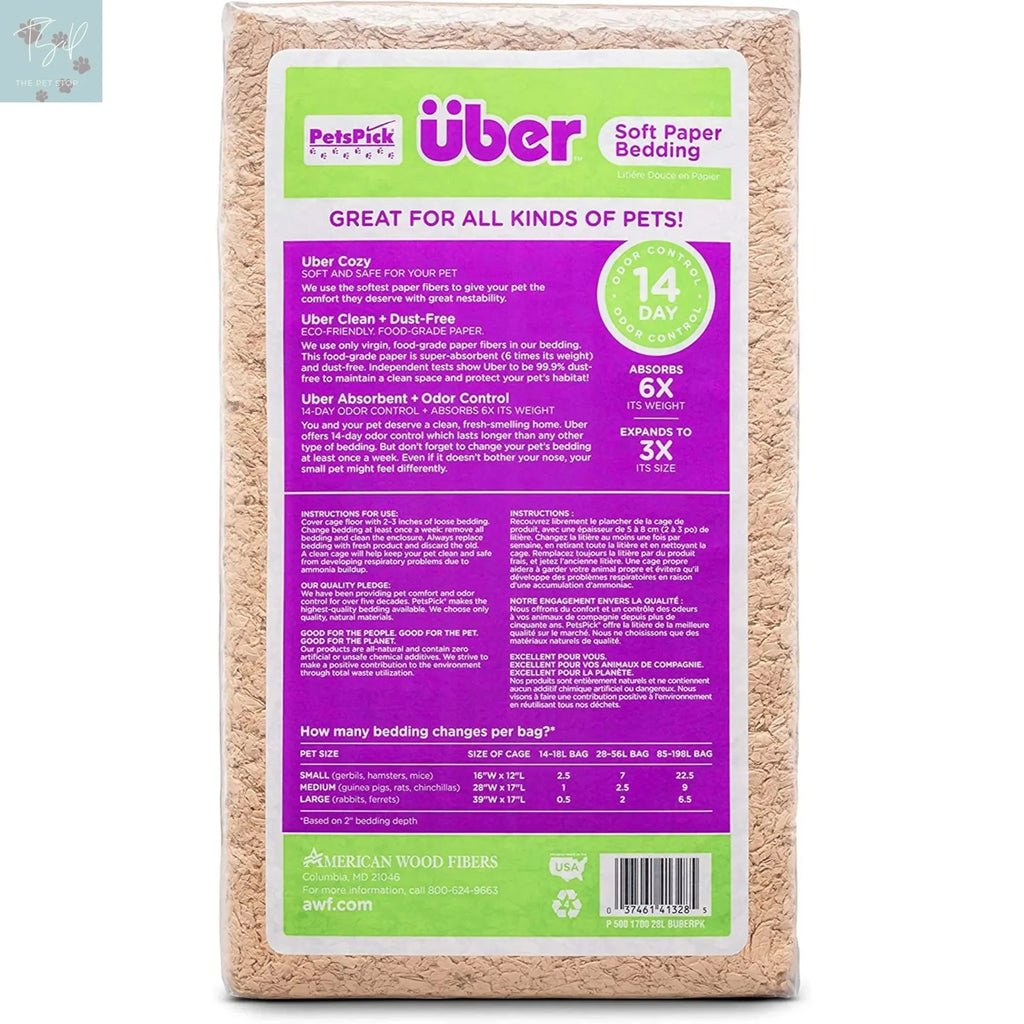 (4 Pack) Pets Pick 28L Natural Uber Pet Bedding for Small Animals American Wood Fibers