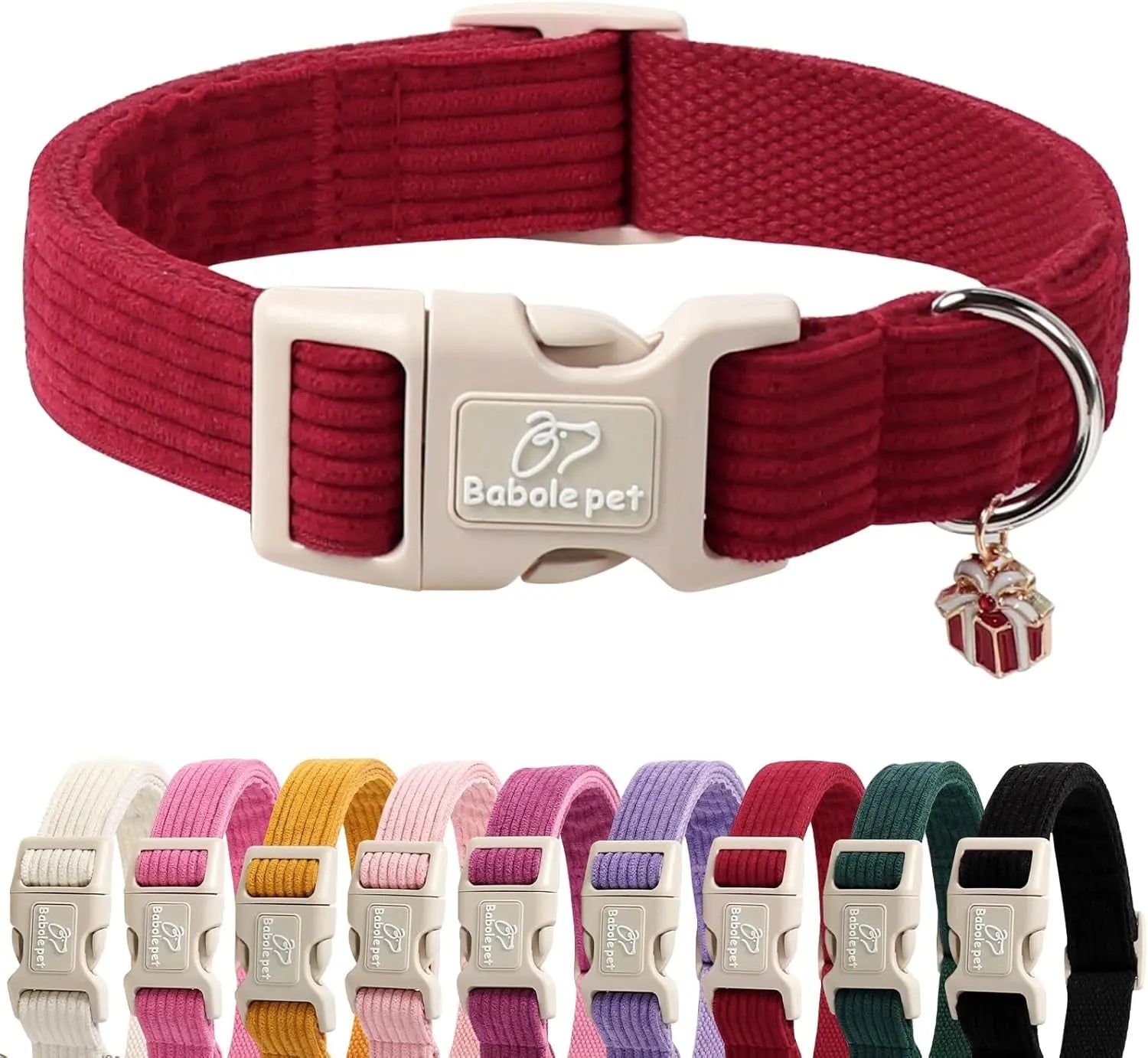 Adjustable Lavender Nylon Dog Collar with Safety Metal Buckle for Small to Large Dogs Babole Pet