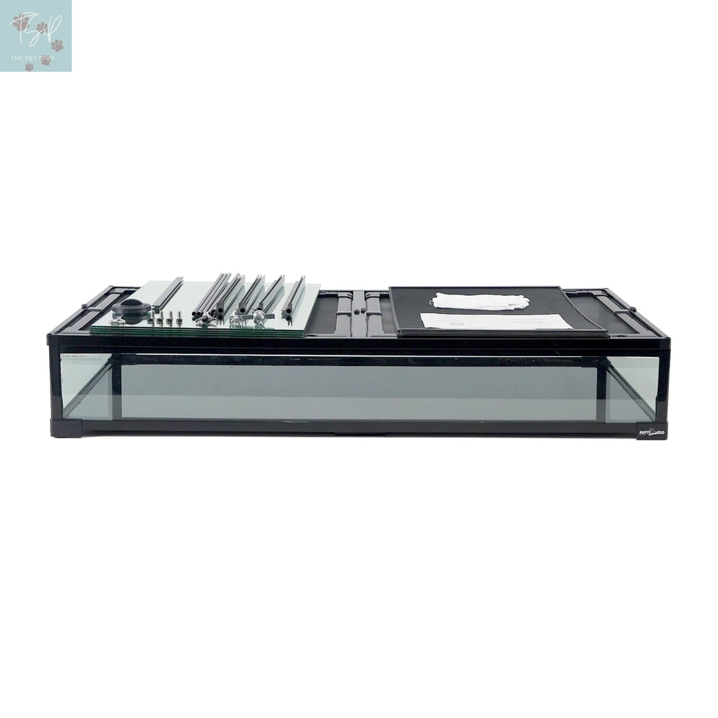 REPTI ZOO 90Gallon Reptile Large Terrarium Upgrade Glass Front Opening Tank Sliding Door with Screen Ventilation Reptile Terrarium about 48" X 24" X 18"(Knock-Down) Etan Pet Supplies INC.