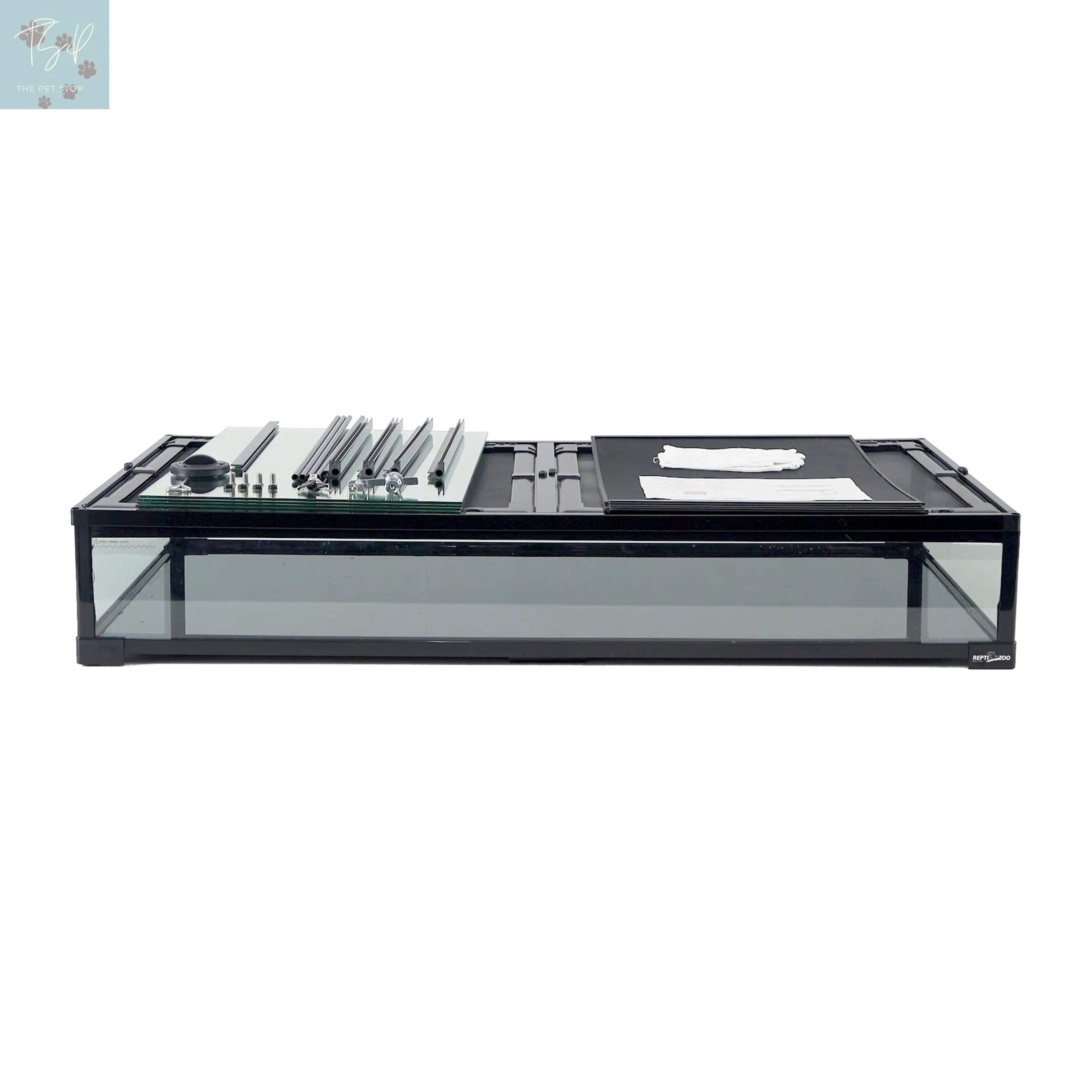 REPTI ZOO 90Gallon Reptile Large Terrarium Upgrade Glass Front Opening Tank Sliding Door with Screen Ventilation Reptile Terrarium about 48" X 24" X 18"(Knock-Down) Etan Pet Supplies INC.