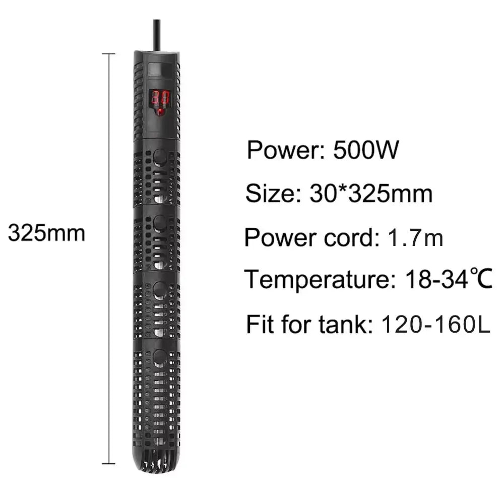 Revolutionary Aquarium Submersible Heater with LCD Display - Effortlessly Adjust Water Temperatures from 50W to 500W for Your Aquatic Paradise Does not apply