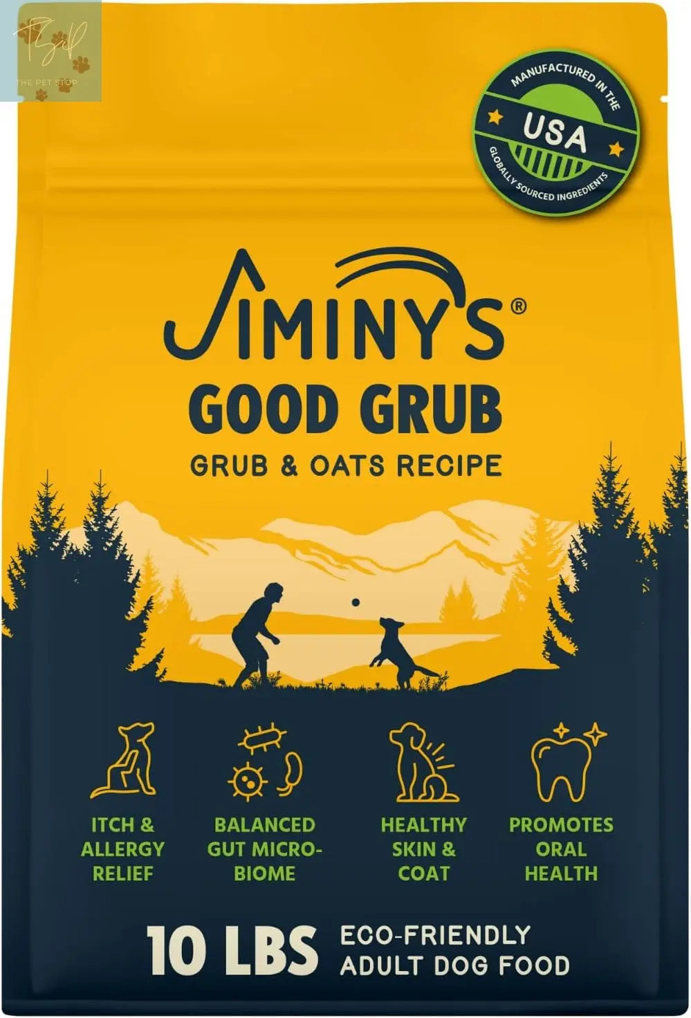 Jiminy's Good Grub Hypoallergenic Dry Dog Food for Healthy Skin and Coat and Improved Oral Health, 10 lb Bag, Made in the USA Jiminy's