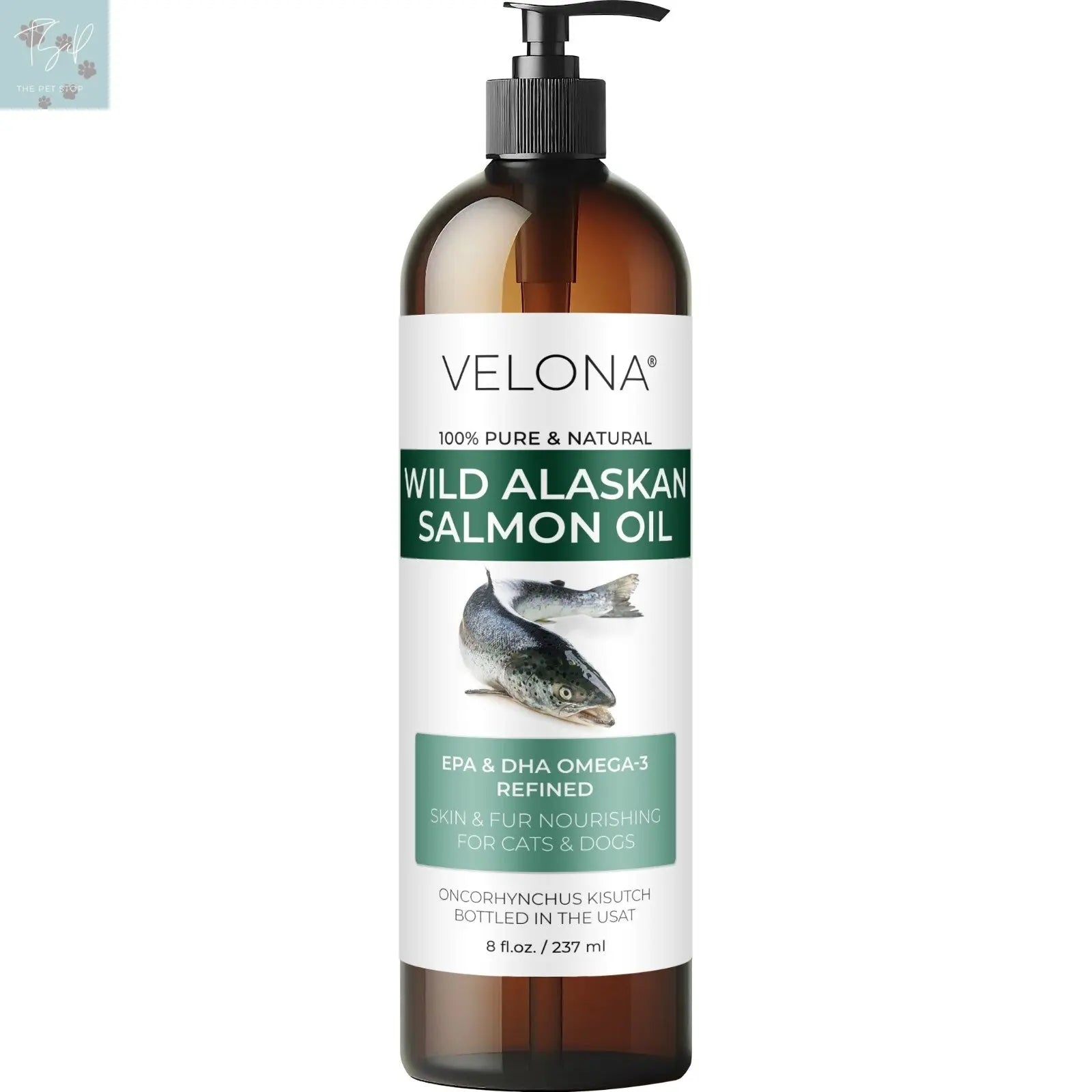 Velona Wild Alaskan Salmon Oil for Dogs and Cats - 2 Fl Oz and 1 Gallon Options, Rich in Omega-3 and EPA for Healthy Coat Does not apply