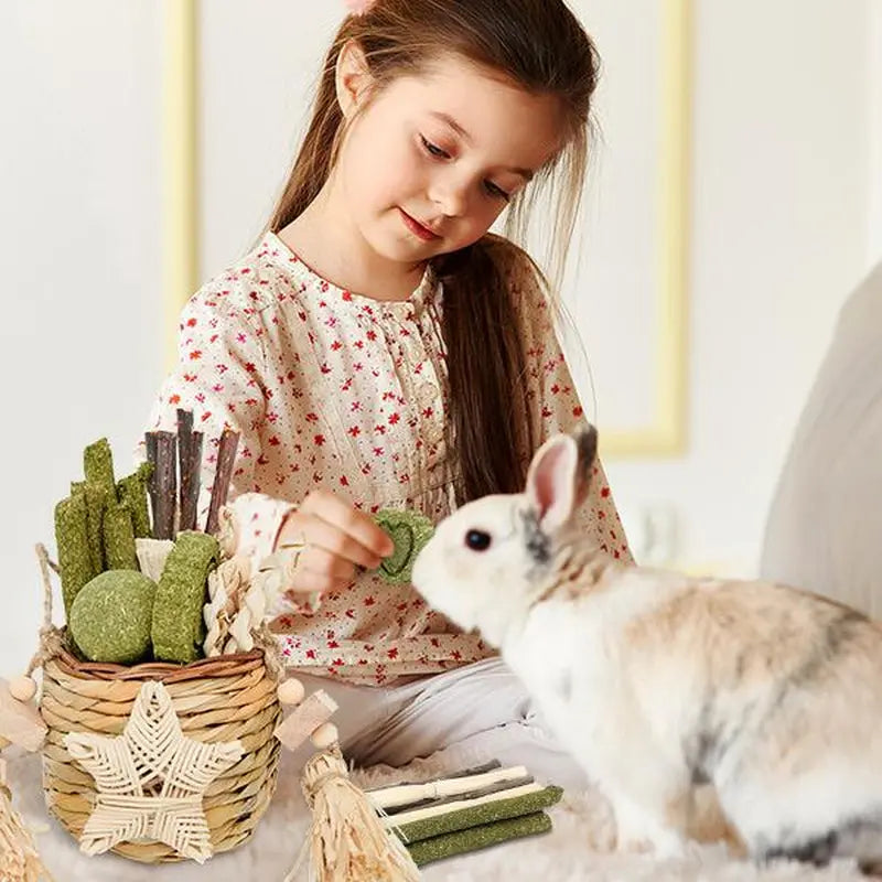 Delight Your Small Pets with Our Sweet Bamboo Woven Hanging Baskets – Perfect Chew Toys for Rabbits, Guinea Pigs, Hamsters, and More! The Pet Stop